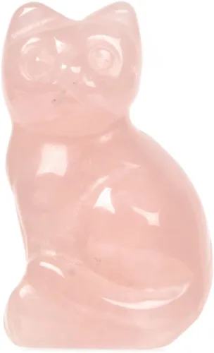 Miniatura 34 de Justinstones Escultura de gato tallada de cristal de cuarzo, estatua de gato de animal gatito de 1.181 in, mini figura de gato sentado de cristal
