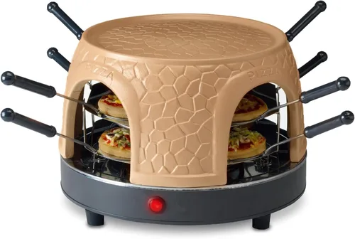Horno eléctrico de pizza para compartir pizza con cúpula de terracota, mini horno de pizza redondo para pizza, fiesta, fiesta en casa, 1150 W (horno