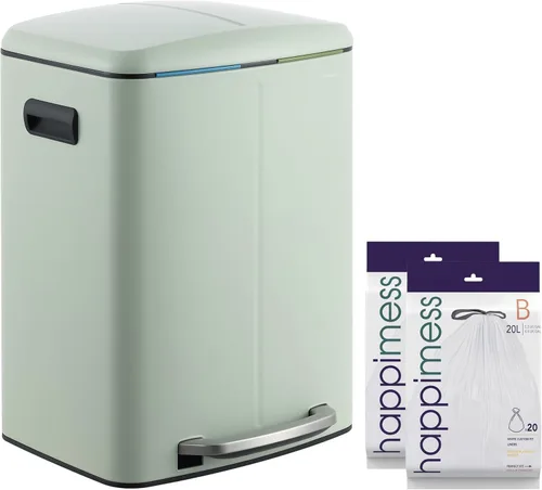 Miniatura 15 de happimess HPM1005A Marco Rectangular Basurero de 10.5 galones con Doble Cubo y Tapa de Cierre Suave, Moderno, Minimalista, Resistente a Huellas