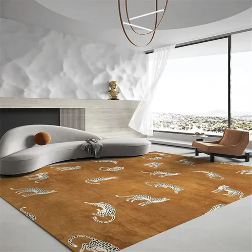 Alfombra de área con estampado de leopardo, 3 x 5 pies, alfombra con estampado de guepardo africano majestuoso y vida silvestre, alfombra de pelo 15