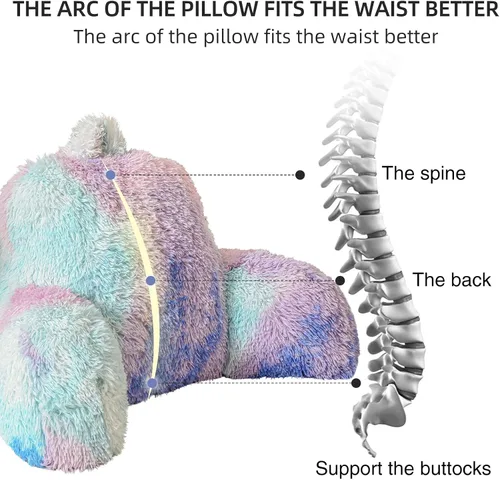 Miniatura 5 de Aimuan Almohada de lectura para descansar en la cama, almohada grande para adultos con respaldo y brazos para sentarse en la cama, cojín inclinado