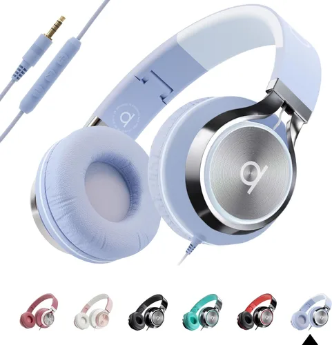 Miniatura 14 de Artix CL750 audífonos plegables con aislamiento de sonido, supraaurales, con cable, con micrófono y control de volumen, audífonos estéreo