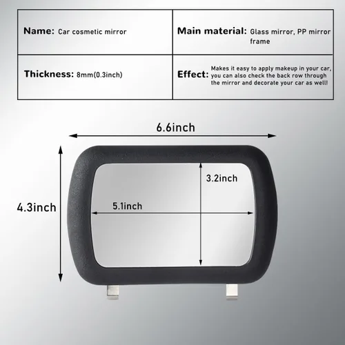 Miniatura 2 de povtii Espejo de Tocador para Parasol de Coche, Espejo de Maquillaje Automotriz con Clip y Protección Solar, Espejo de Tocador Cosmético Universal