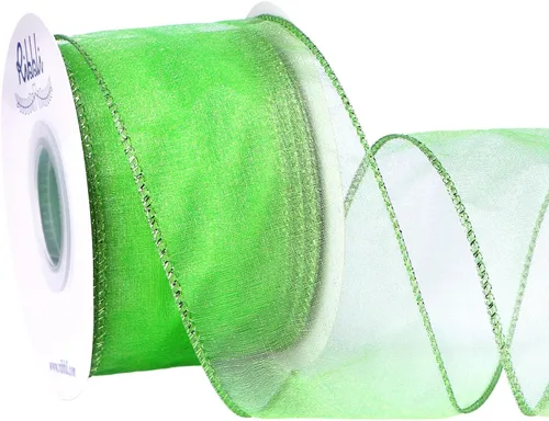 Miniatura 16 de Ribbli Cinta negra de organza con alambre, color negro transparente con borde metálico, 2-1/2 pulgadas x 20 yardas, cinta para árbol de Navidad