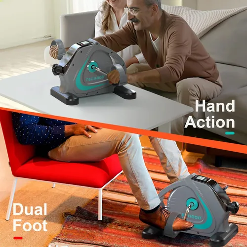 Miniatura 5 de Pedal de Bicicleta para Debajo del Escritorio, Mini Bicicleta de Ejercicio Portátil para el Hogar con Volante de 5LBS, Pedal Sentado para Personas
