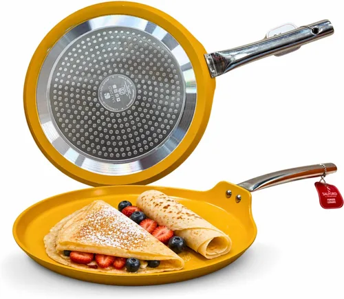 SALFORD Sartén antiadherente de cerámica de 11 pulgadas para crepé Dosa Tawa, plancha plana para panqueques, tortillas y huevos, compatible con