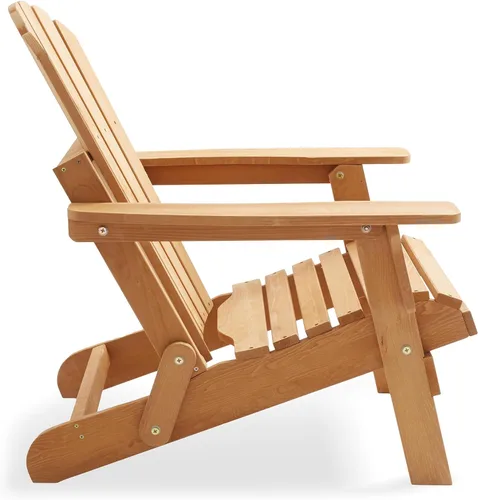 Miniatura 5 de Casafield Silla Adirondack plegable de gran tamaño, madera de cedro para exteriores, para patio, terraza, patio, césped y jardín, parcialmente Beige