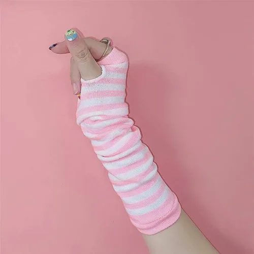 Miniatura 5 de Guantes góticos sin dedos para el brazo largo, guantes elásticos de punto para el pulgar