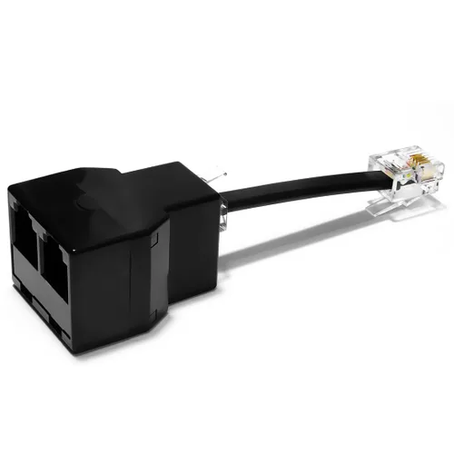 Divisor de conector de teléfono para teléfono fijo RJ11 6P4C adaptador de 2 vías (1 divisor + cable de 2.5 pulgadas)