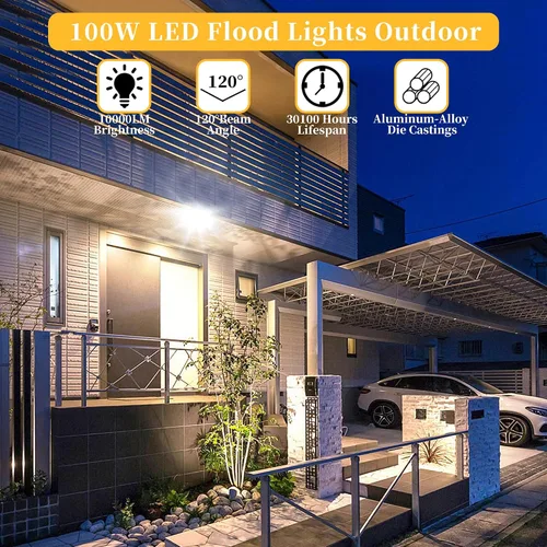 Miniatura 2 de Paquete de 4 luces de inundación LED de 100 W, luces de seguridad superbrillantes de 11000 LM, luz de inundación impermeable IP66 para exteriores