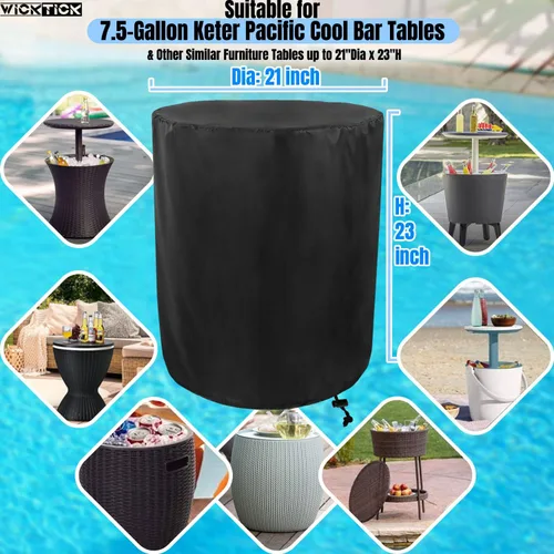 Miniatura 2 de WICKTICK Funda impermeable para muebles de patio al aire libre y mesa auxiliar de jacuzzi Keter Pacific Cool Bar con enfriador de cerveza y vino