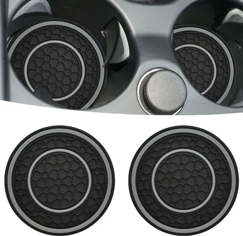 Miniatura 14 de Posavasos para automóvil, universales, impermeables, antideslizantes, portavasos a prueba de filtraciones, accesorios para el interior del Negro