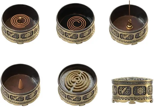 Miniatura 4 de Quemador de incienso tibetano, quemador de incienso de Buda, tamaño pequeño para cono, torre, incienso en polvo, incienso de bobina de 2H/4H