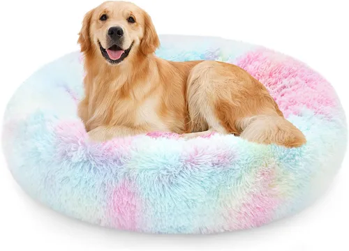 Miniatura 13 de NOYAL Cama Calmante en Forma de Rosquilla para Perros Pequeños a Medianos y Gatos - Cama para Mascotas de Felpa de Piel Sintética Anti-Ansiedad