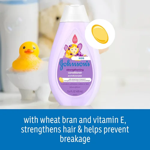 Miniatura 2 de Johnson's - Acondicionador fortalecedor sin lágrimas para niños con vitamina E fortalece y ayuda a prevenir roturas, sin parabenos, sulfatos