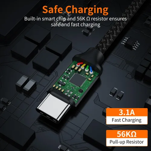 Miniatura 5 de JXMOX Cable USB tipo C (paquete de 2 unidades de 6.6 pies), USB-A a USB C 3A, cable de carga rápida compatible con iPhone 15 16 Pro Max, Samsung