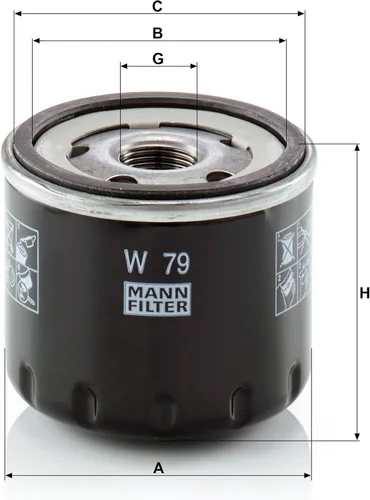 Miniatura 3 de MANN-FILTER W 79 Filtro de aceite - CARS + TRANSPORTERS, negro