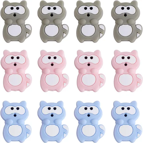 Miniatura 22 de 12 cuentas focales de silicona de animales para hacer llaveros con cuentas focales de ciervos para bolígrafos, pulseras de bricolaje, manualidades