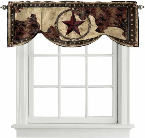 Miniatura 10 de Cenefa de amarre para ventanas, cortinas de cocina con textura de vaca, cenefas con bolsillo para barra, tratamientos cortos, textura animal, cenefa
