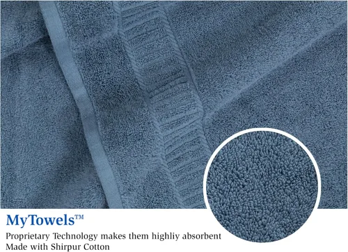 Miniatura 5 de MyPillow MyTowels - Juego de 6 toallas de baño, 100% algodón, suaves y absorbentes, para baño, 2 toallas de baño, 2 toallas de mano, 2 paños