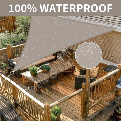 Miniatura 3 de Neween Toldo Vela, 6'7'' x 6'7'' x 6'7'' Toldo Vela Triangular Impermeable para Patio Jardín Terraza Cubierta Pérgola Exterior Toldo Vela 98% Arena