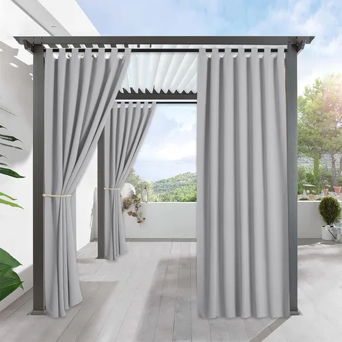 Miniatura 14 de RYB HOME - Cortinas opacas para interior y exterior, cortinas para patio o terraza, cortinas exteriores con pestaña Crema Beige