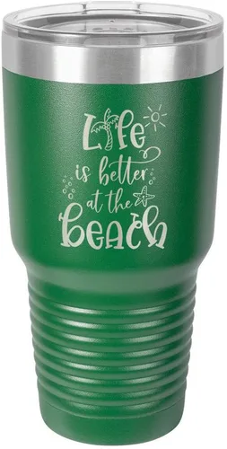 Miniatura 22 de La vida es mejor en la playa 3 grabado 30 oz vaso de acero con recubrimiento de polvo grabado láser taza de viaje de camello polar libre de BPA