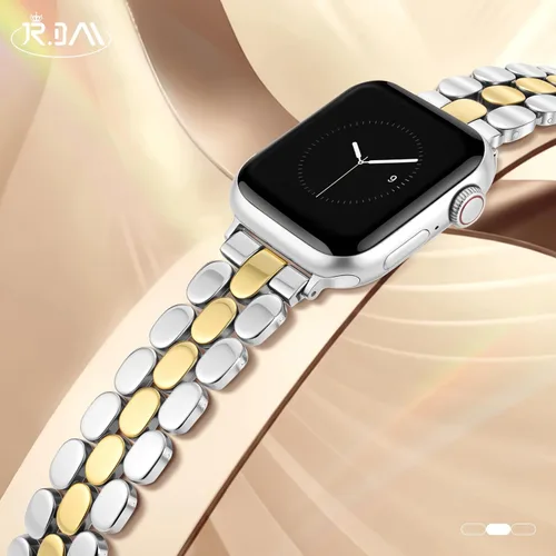 Miniatura 6 de JR.DM Correas de reloj de metal de diseño plateado dorado para mujer, compatibles con Apple Watch de 1.496, 1.575, 1.614, 1.654, 1.732, 1.772, 1.772
