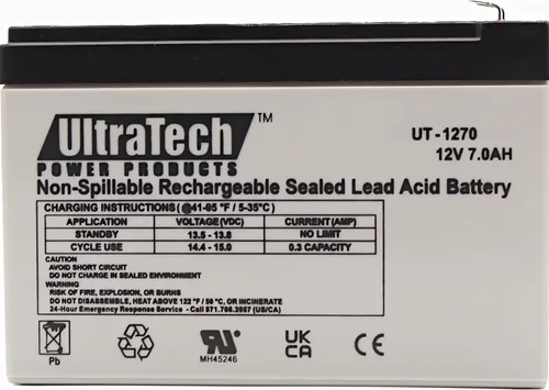 Miniatura 3 de UltraTech UT1270 / UT-1272-F1 12V 7 Ah Batería de alarma sellada de plomo ácido UT-1270 UT-1272-F1