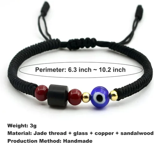 Miniatura 4 de 2 pulseras de mal de ojo hechas a mano ajustables de cuerda roja de la cábala, protección de la suerte, pulseras a juego para parejas, amantes