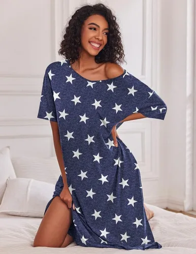 Miniatura 3 de Ekouaer Camisones largos para mujer, cuello redondo, ropa de dormir, ropa de dormir