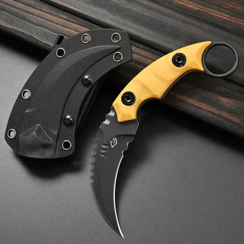 Miniatura 8 de Gtkii GTK691 Cuchillo de hoja fija de acero D2 con mango de fibra de vidrio de nylon y funda de Kydex para camping al aire libre, caza, senderismo