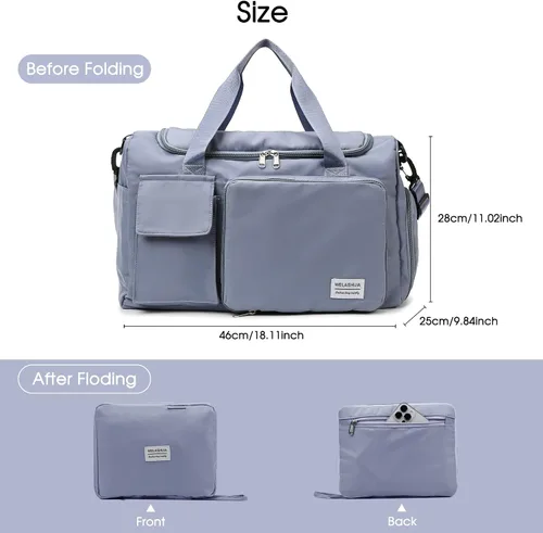 Miniatura 5 de Bolsa de viaje plegable grande con compartimento para zapatos, bolsa deportiva de gimnasio con bolsillo húmedo, bolsas de hospital de mano