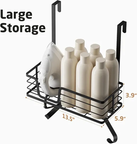 Miniatura 7 de KES HIR501B-BK - Soporte para tabla de planchar sobre la puerta, colgador de tabla de planchar para organización y almacenamiento de lavandería