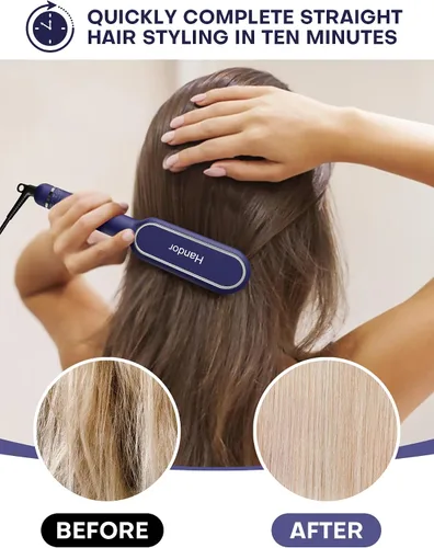 Miniatura 4 de Handor Cepillo alisador de cabello Pro Ionic para mujer, 9 ajustes de temperatura con pantalla LED, calor rápido de cerámica Hot Tech, 250°F-410°F
