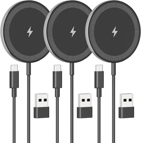 Paquete de 3 cargadores inalámbricos magnéticos de 15 W: almohadilla de carga rápida Qi2 para iPhone Air 17 16 15 14 13 12 Pro Max, Samsung Galaxy