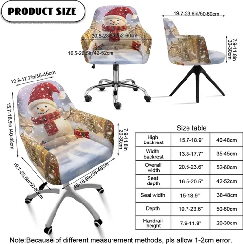Miniatura 3 de Funda para sillón de invierno con diseño de muñeco de nieve, funda suave para silla de computadora, forro elástico para silla de escritorio, diseño