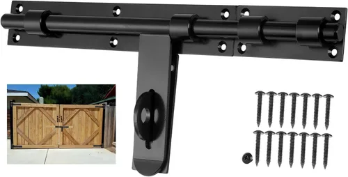 Pestillo de puerta de perno deslizante de 17 pulgadas, grueso para puertas grandes de madera/metal, soldadura de montaje facial en el lado