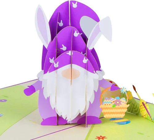 Miniatura 8 de D4DREAM Tarjeta desplegable de Pascua con sobre, 6 x 8 pulgadas, cesta de huevos de Pascua 3D, tarjeta de felicitación de conejo, ramo de flores