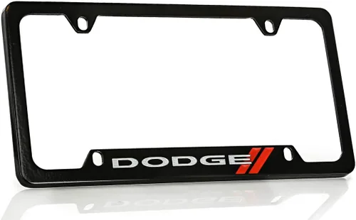 Miniatura 4 de Dodge Marco de matrícula con logotipo (2 agujeros/latón, cromo/ancho)