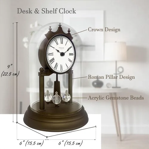 Miniatura 3 de Genevieve - Reloj de repisa de 9 pulgadas con péndulo giratorio, moderno reloj de aniversario, péndulo giratorio, regalos de boda, reloj