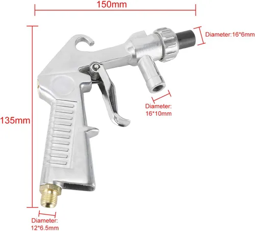 Miniatura 3 de Kit de pistola de arena, pistola de chorro de arena para gabinetes de chorro de arena, medios abrasivos, eliminación de óxido con manguera, punta