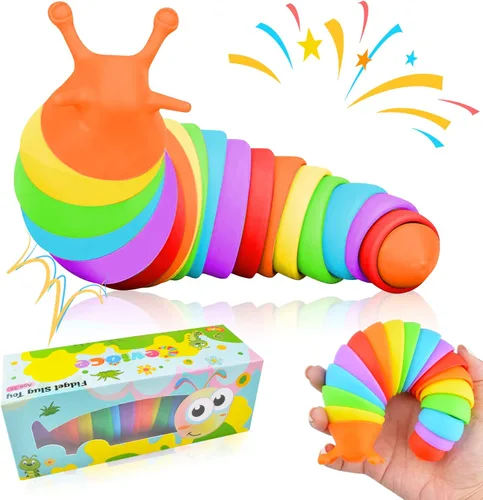 Miniatura 12 de Cevioce Juguete Fidget de Babosa, Juguete Sensorial Fidget de Babosa para Niños y Adultos, 2 Piezas de Lindos Juguetes Sensoriales Articulados en 3D