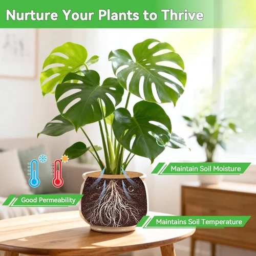 Miniatura 4 de ZeeDix Paquete de 3 anillos de mantillo de fibra de coco, 11.8 pulgadas de fibra de coco, tapete de mantillo de árbol de coco 100% natural, 3