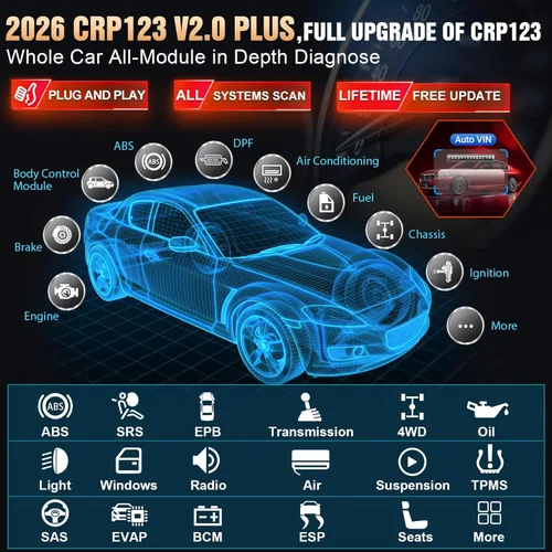 Miniatura 3 de LAUNCH CRP123 V2.0 Plus [Nuevo Modelo 2026] Herramienta de escaneo de todos los sistemas con 3 servicios de aceite de restablecimiento/reaprendizaje