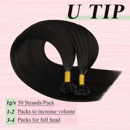 Miniatura 4 de YoungSee Extensiones de cabello humano con punta en U de color marrón oscuro, extensiones de cabello humano con queratina, extensiones de cabello
