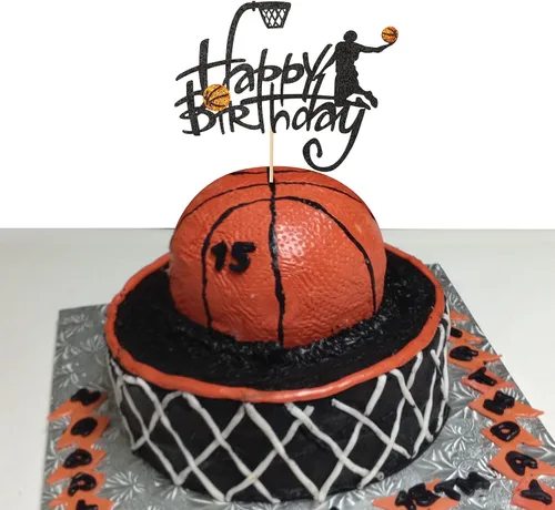 Miniatura 2 de Decoración de pastel de baloncesto con temática de baloncesto para hombres, deportes, niños, fiesta de cumpleaños, eventos deportivos, suministros