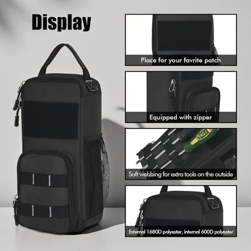 Miniatura 4 de LAKE OF FIRE Bolsa de herramientas pequeña de 12.6 pulgadas para hombres con múltiples bolsillos, organizador de bolsa de herramientas resistente al