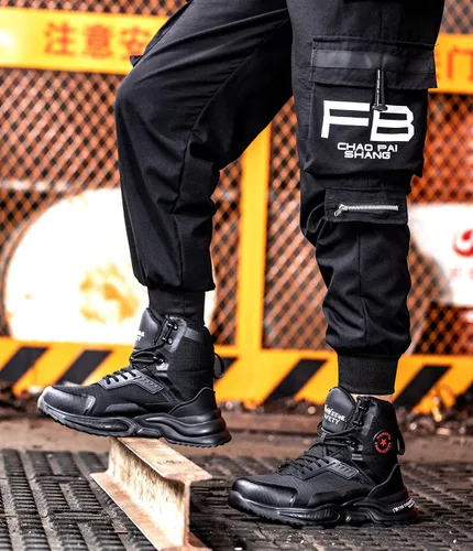 Miniatura 7 de ORISTACO Botas de acero con punta de trabajo de seguridad de tela ligera construcción zapatillas