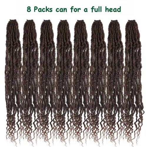 Miniatura 3 de 8 paquetes de cabello de ganchillo suaves con extremos rizados, de 24 pulgadas, trenzas de ganchillo de imitación de diosa de 24 pulgadas, trenzas